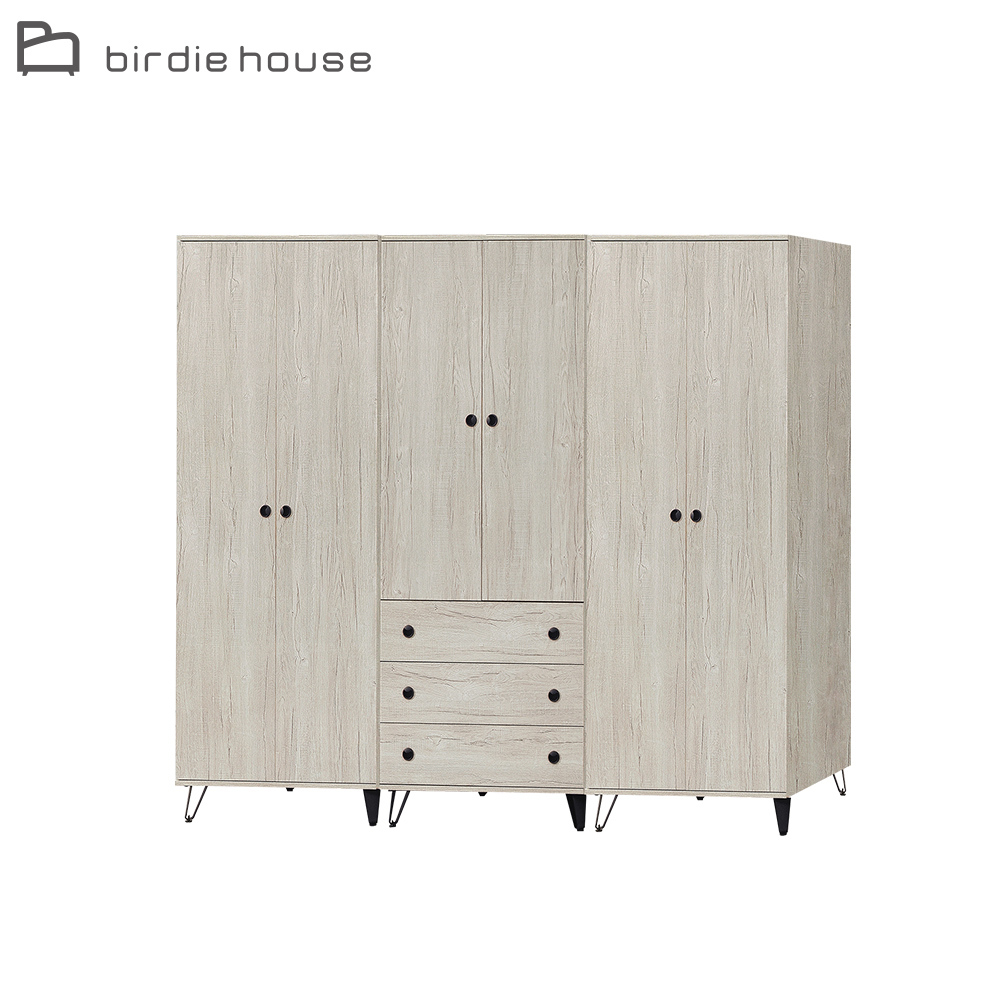 柏蒂家居-歐文7.7尺多功能收納衣櫃組合(雙吊桿+隱藏式化妝台+單吊桿)