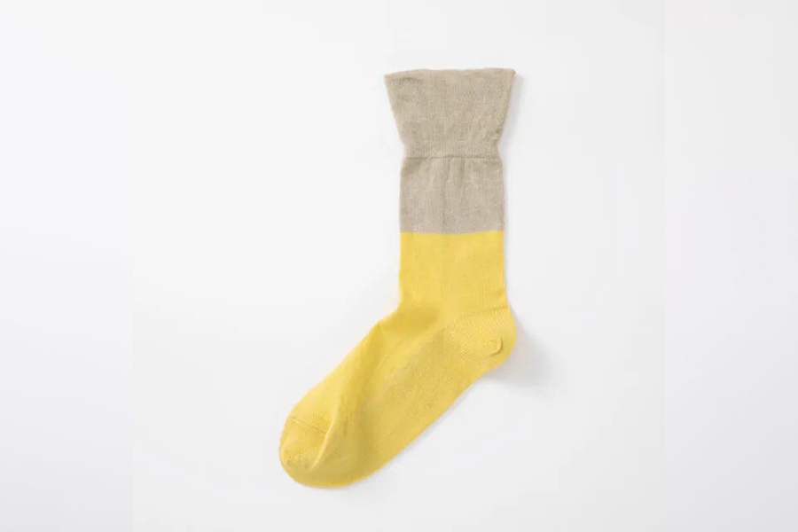 中川政七商店 - 不咬腳棉麻Dip中筒襪 23-25cm / 黃