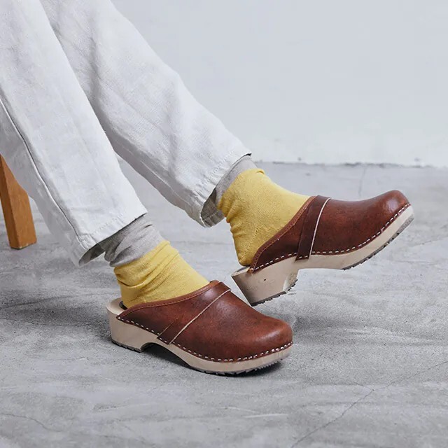 中川政七商店 - 不咬腳棉麻Dip中筒襪 23-25cm / 黃