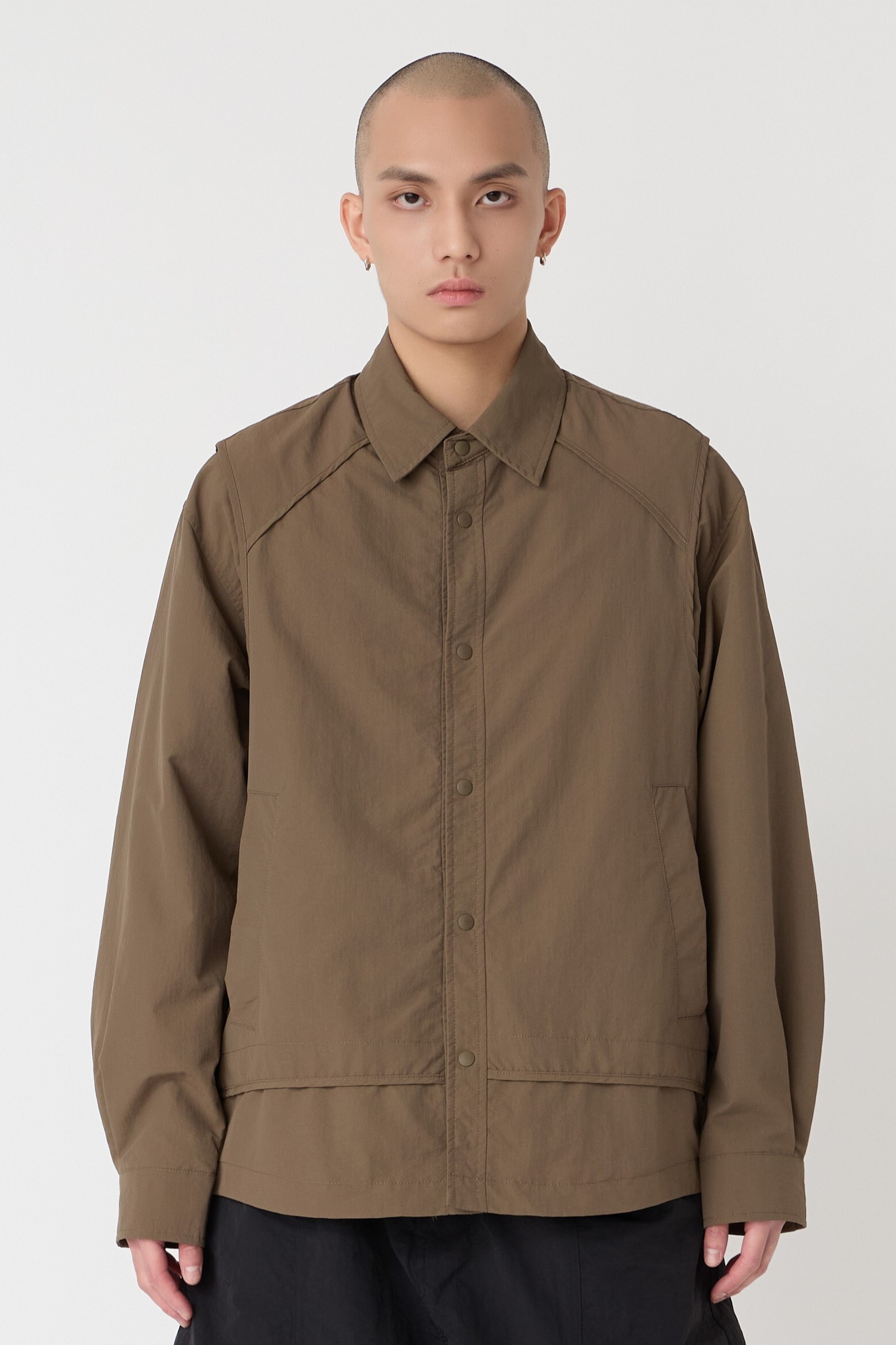 NOIR 抗撕裂拼接襯衫式外套