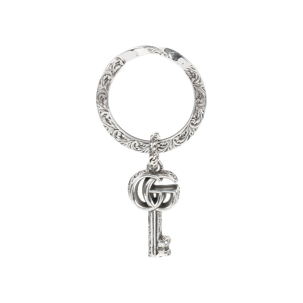 【GUCCI】GG Marmont 鑰匙造型鑰匙圈(銀色)