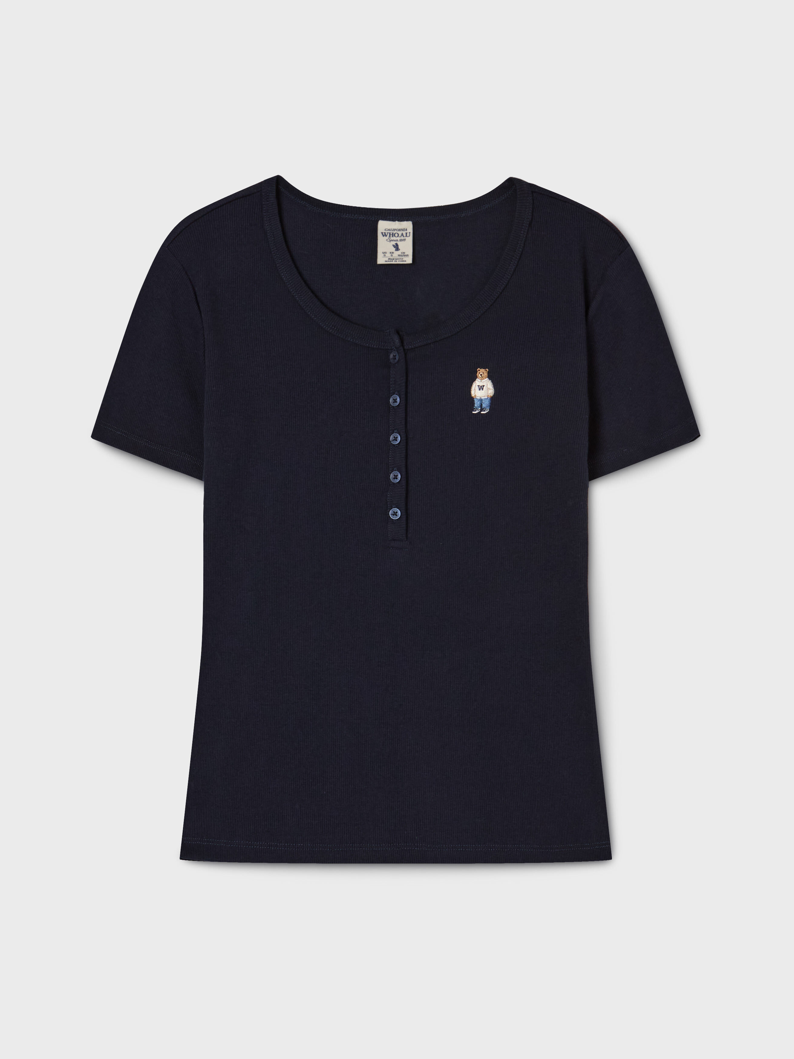 【直播】Who.A.U LX0305403 Steve Ribbed Henry Neck 短袖上衣