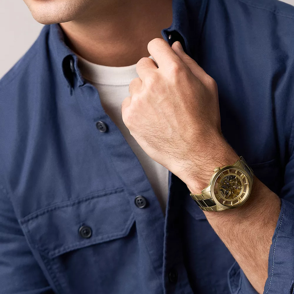 Townsman 城市雅痞鏤空機械手錶 金色不鏽鋼錶帶 26 MM ME3280