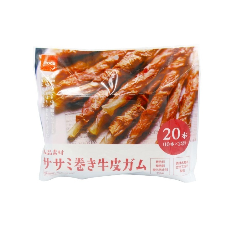 良品素材 犬用 牛皮雞柳卷 20本