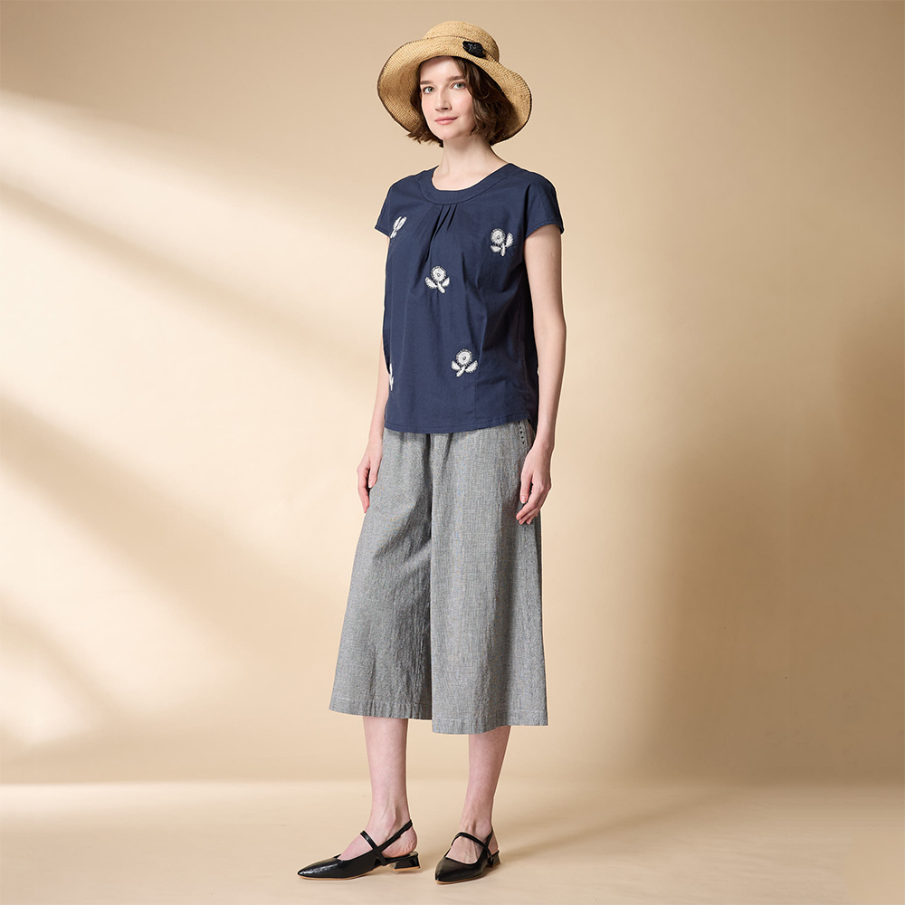 PIPPY 典雅棉麻寬口褲裙 灰