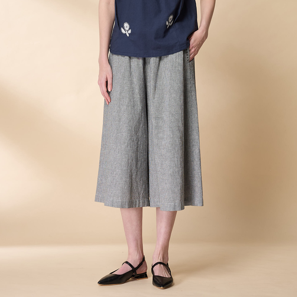 PIPPY 典雅棉麻寬口褲裙 灰