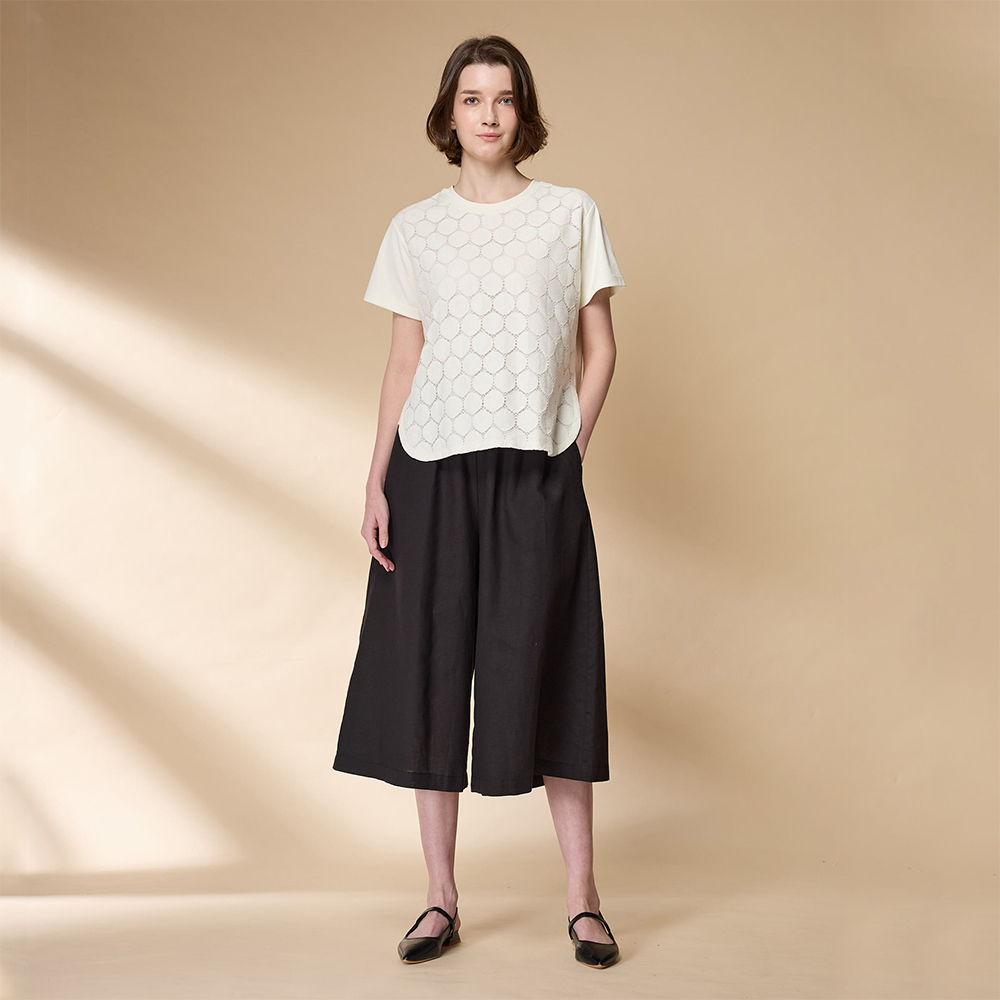 PIPPY 典雅棉麻寬口褲裙 黑