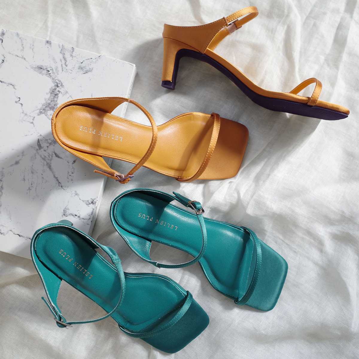 絕美女神 方頭可調式繫帶穆勒板跟涼鞋【CX3122】