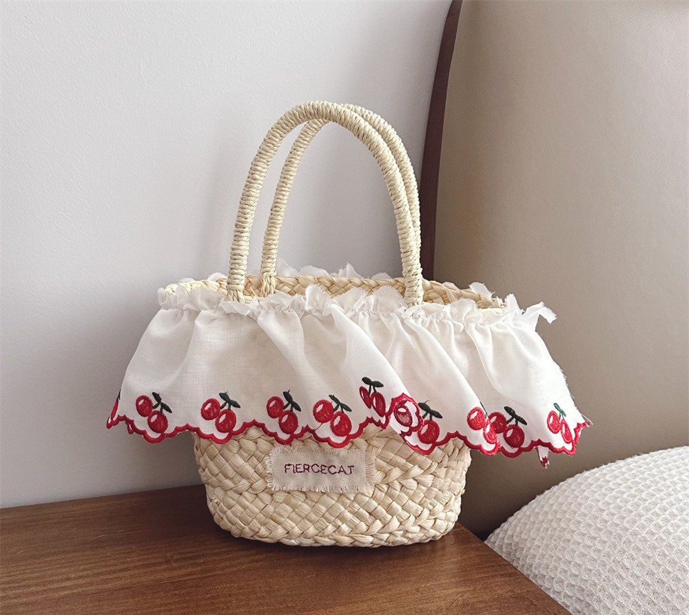 夏日可愛藤編手提包