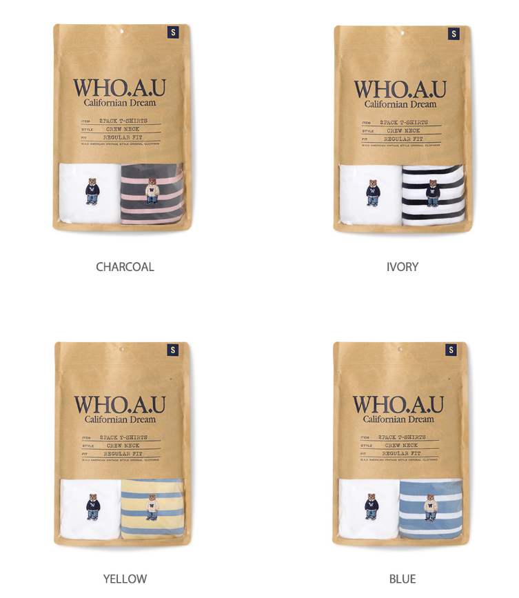 【直播】Who.A.U LX030600 Steve Solid 2件裝間條款短袖上衣