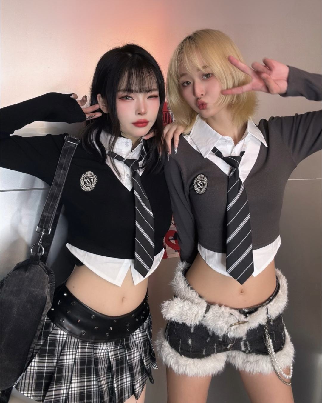 學院風短版襯衫