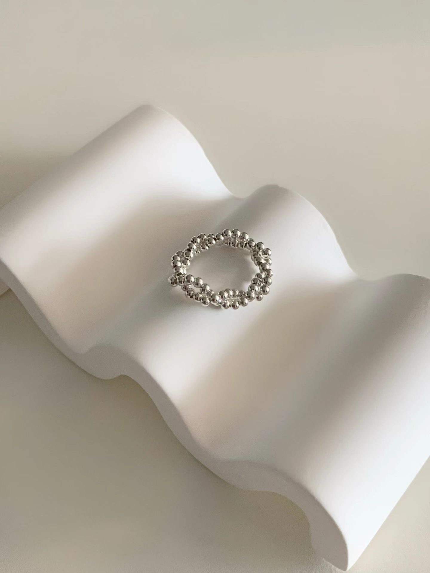 925 silver ball twisted ring
