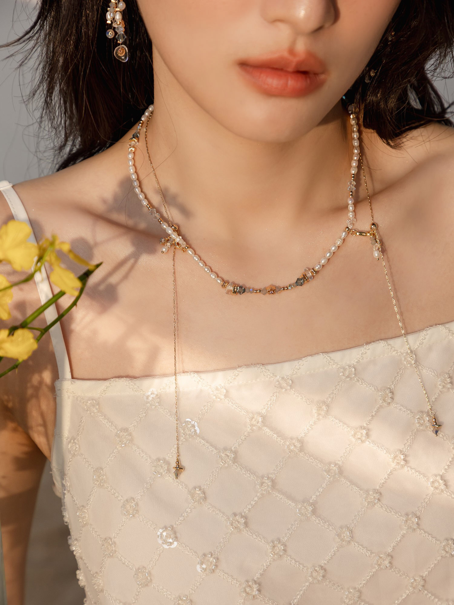 隱鹿白月光。MUCHAT手作14KGP施華洛水晶珍珠星星項鍊