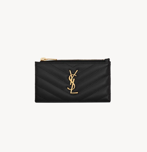 1FF0101-529 [SAINT LAURENT] Cassandre Matelassé Fragments Card Case In Grain De Poudre LeatherBlack (SS26) #607915BOW011000 (W-EU-E)