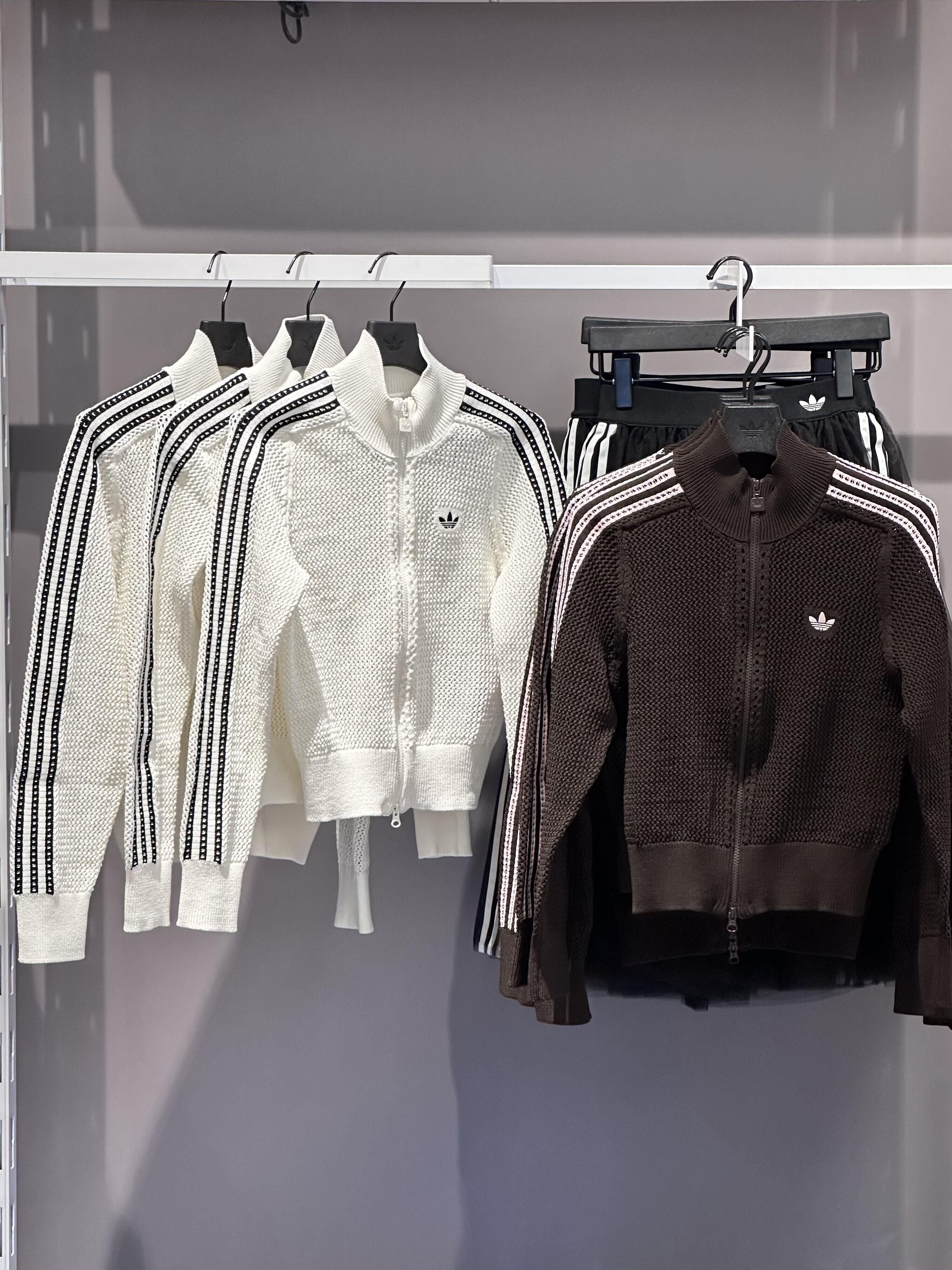 Adidas Originals Firebird Crochet 簍空針織立領外套 合身 雙開拉鍊 咖啡色 米白色 (任買兩件7-11免運)/預購