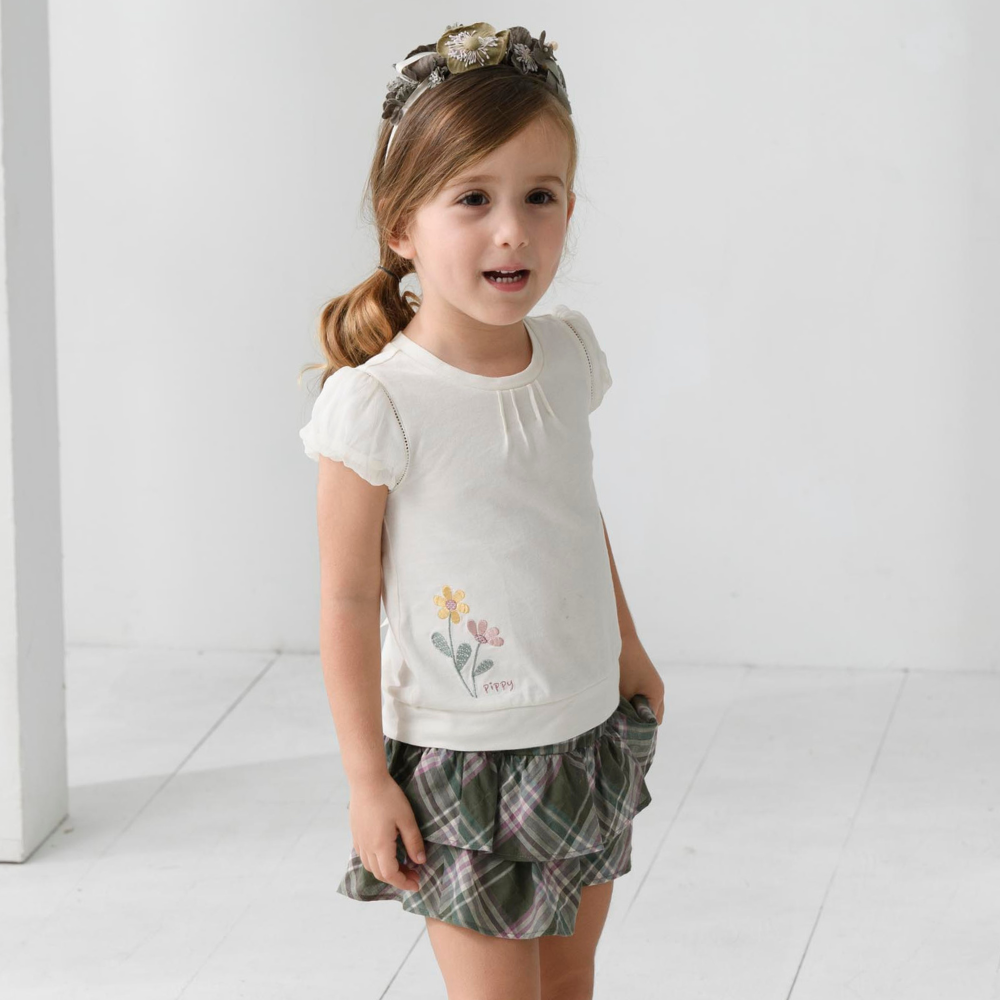 PIPPY 格紋純棉俏皮蛋糕褲裙 綠