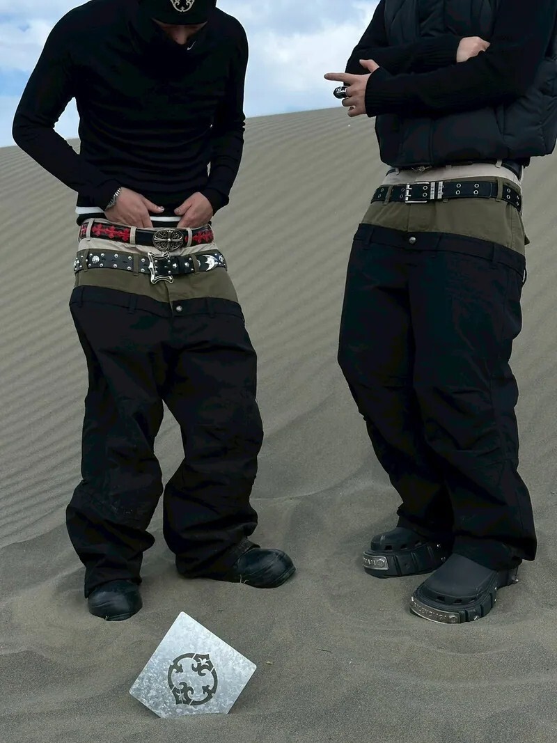 Orphans Club 鉚釘釦 三褲頭 長褲 三色 拼接 解構