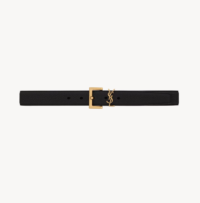1FF0101-530 [SAINT LAURENT] Cassandre Belt In Grained Leather Black (SS26) #634437DTI0W1000 (T-EU-E)