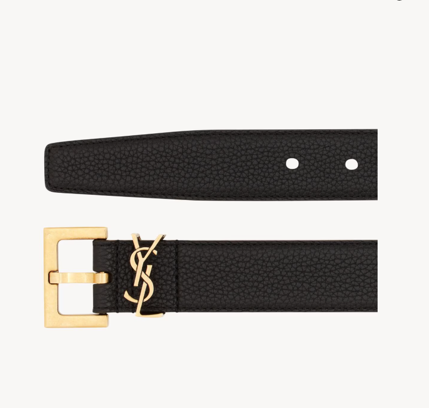 1FF0101-530 [SAINT LAURENT] Cassandre Belt In Grained Leather Black (SS26) #634437DTI0W1000 (T-EU-E)