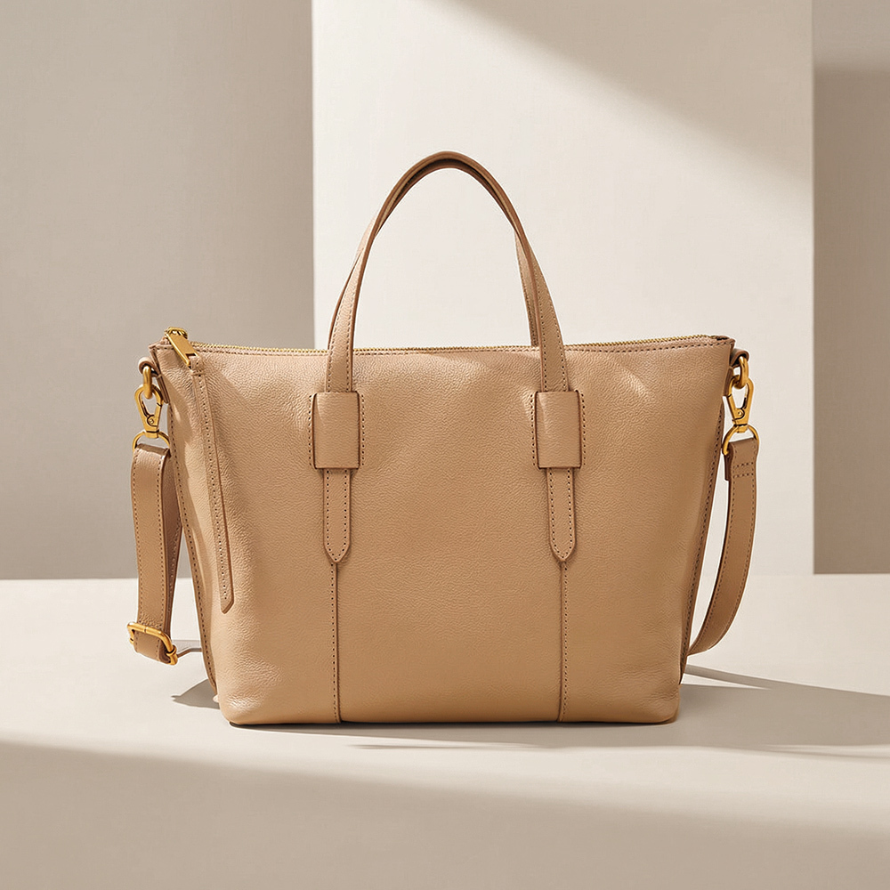 Skylar 真皮質感兩用水餃包-淺咖啡色 SHB2657262