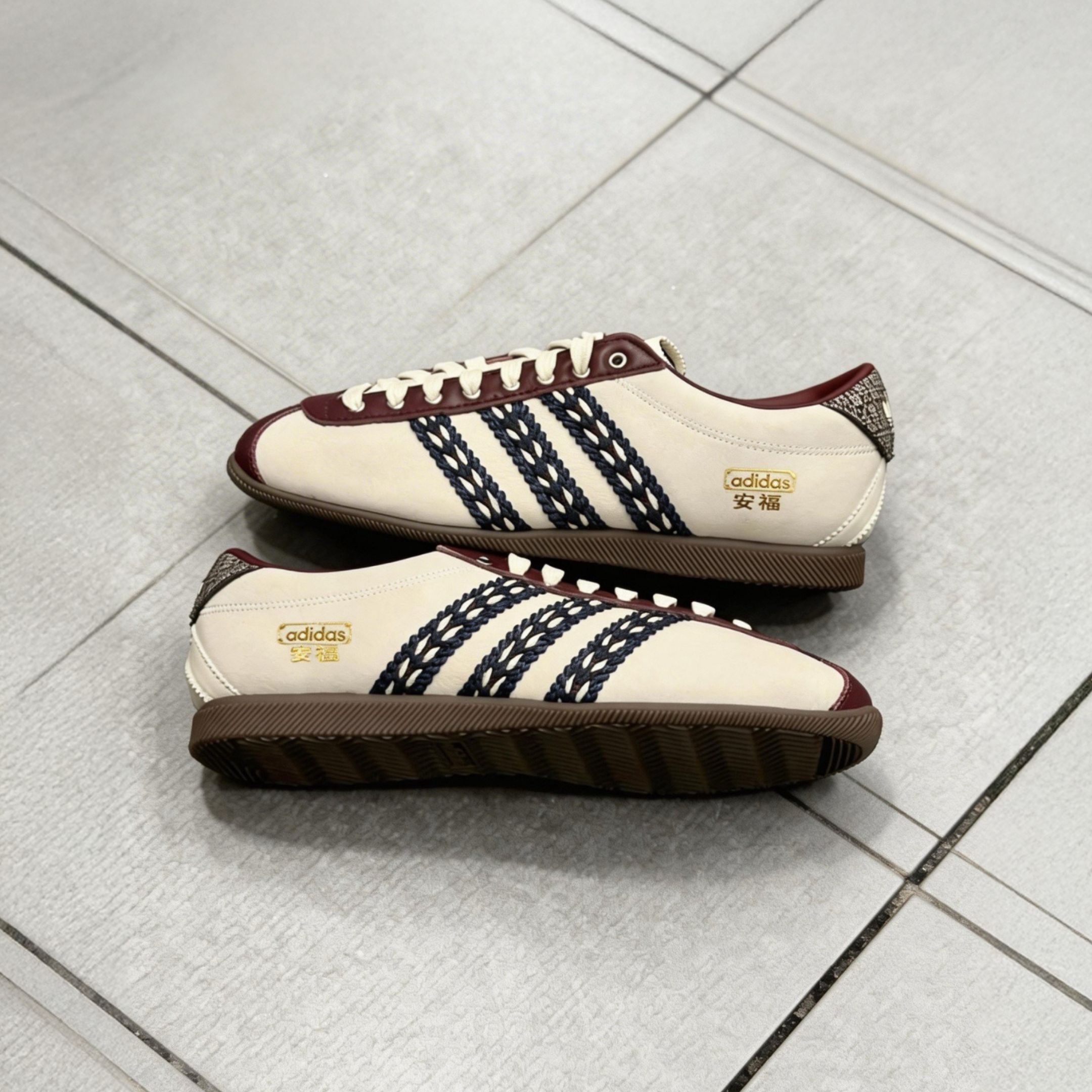 NICEDAY 代購 Adidas ANFU 安福 米白 酒紅 編織 復古 薄底 KH5903
