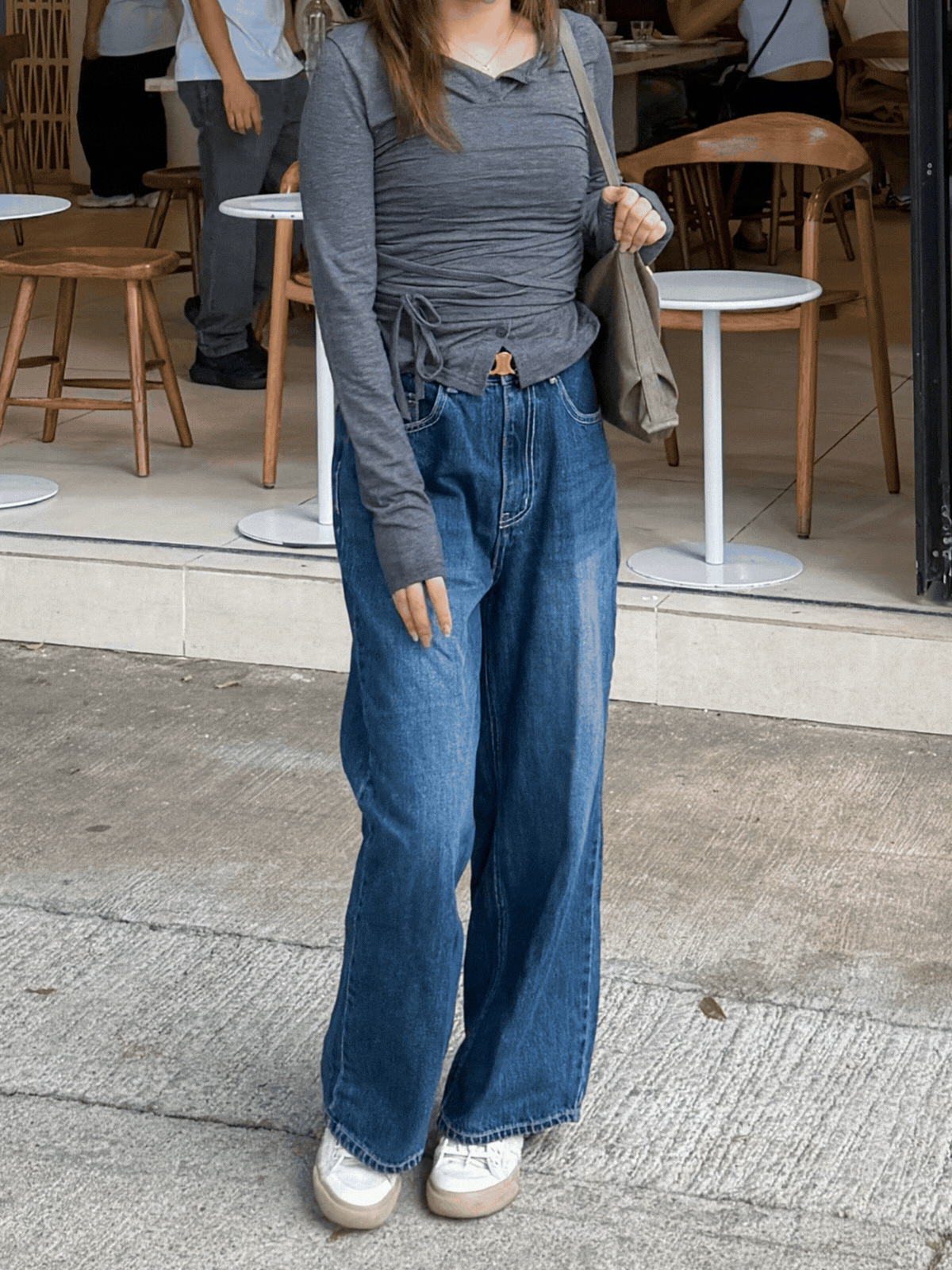 《KR》(長/短版) 洗水暗藍軟身牛仔長褲