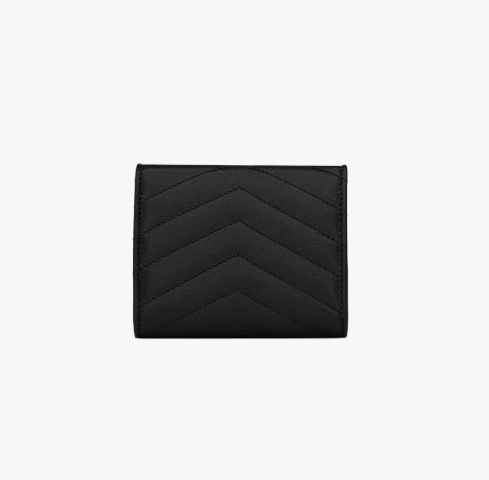1FF0101-531 [SAINT LAURENT] Cassandre Matelassé Multi-Folded Wallet In Grain De Poudre Leather Black (SS26) #692061BOW011000 (W-EU-E)