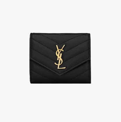 1FF0101-531 [SAINT LAURENT] Cassandre Matelassé Multi-Folded Wallet In Grain De Poudre Leather Black (SS26) #692061BOW011000 (W-EU-E)