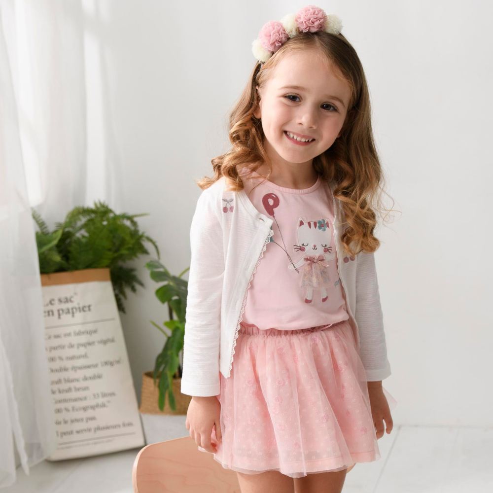 PIPPY 浪漫繡花抽紗澎澎紗裙 粉紅