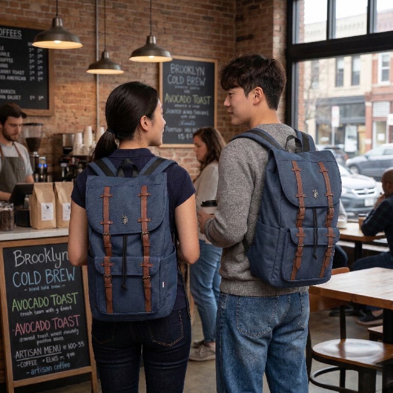 【預購】U.S. Polo Assn H030512 中性英倫風大容量翻蓋後背包