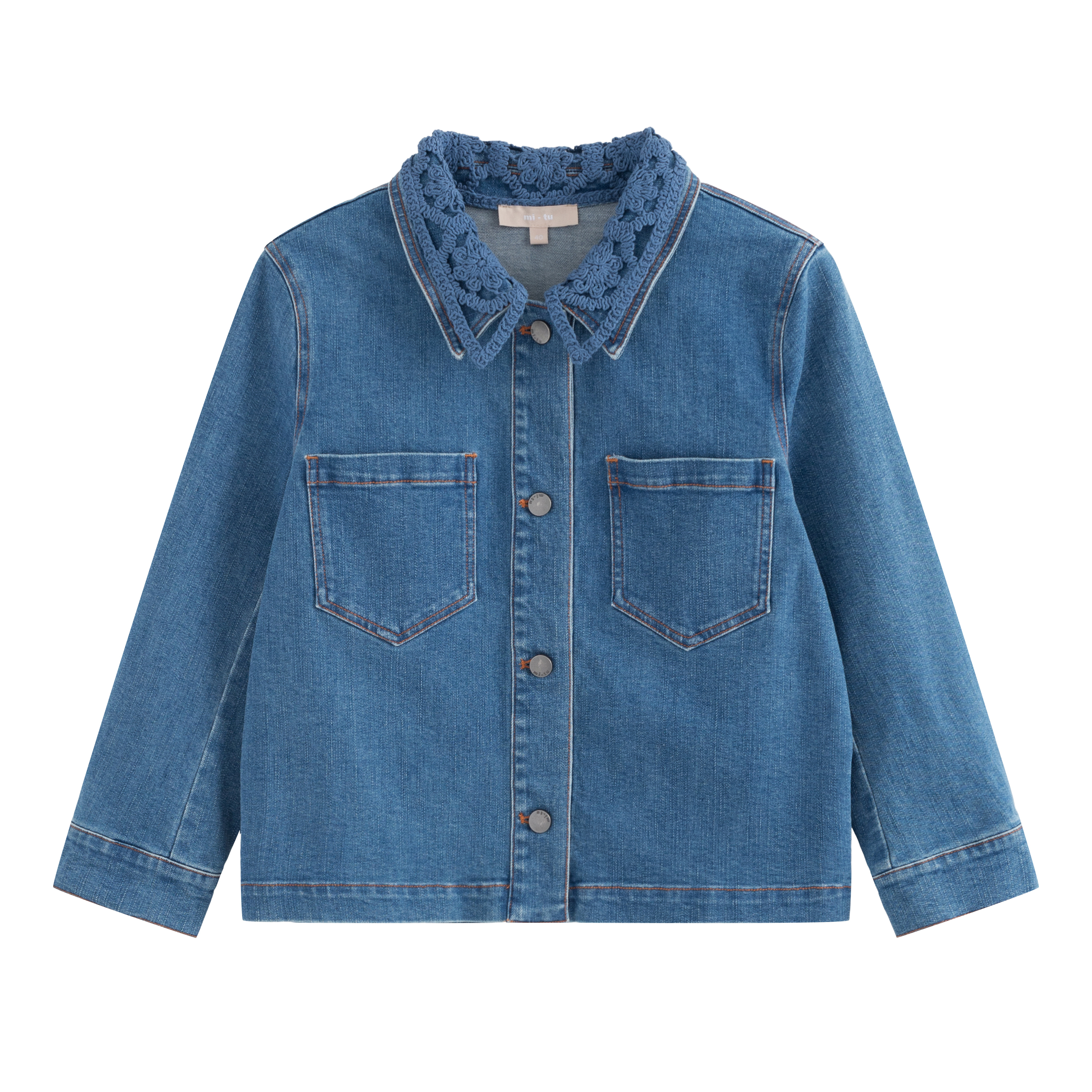 mi-tu Lace-collar denim jacket