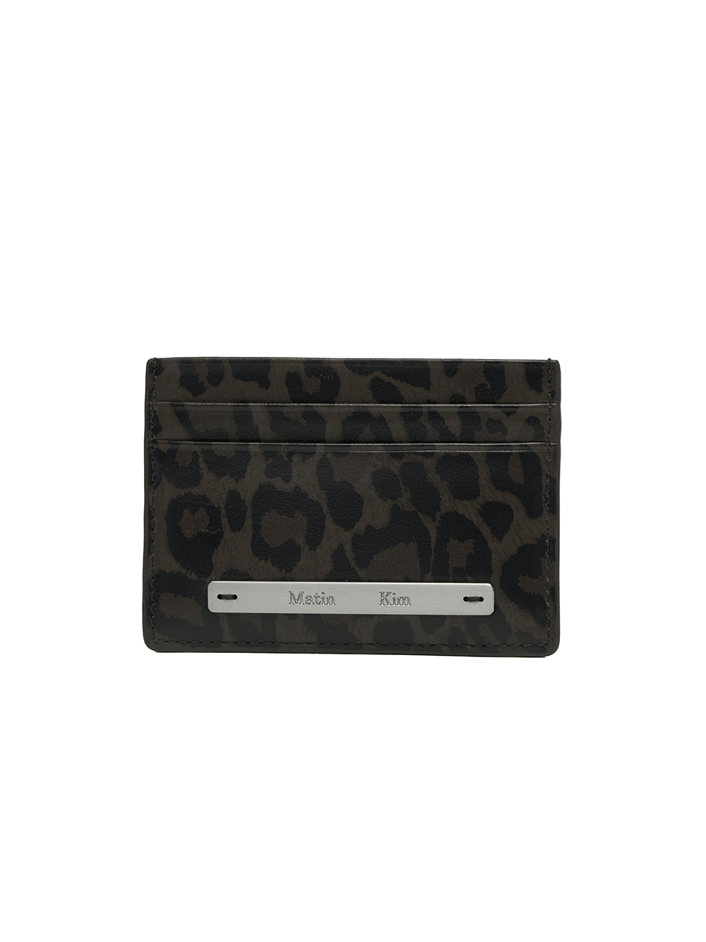 LEOPARD VINTAGE CARD WALLET IN CHARCOAL