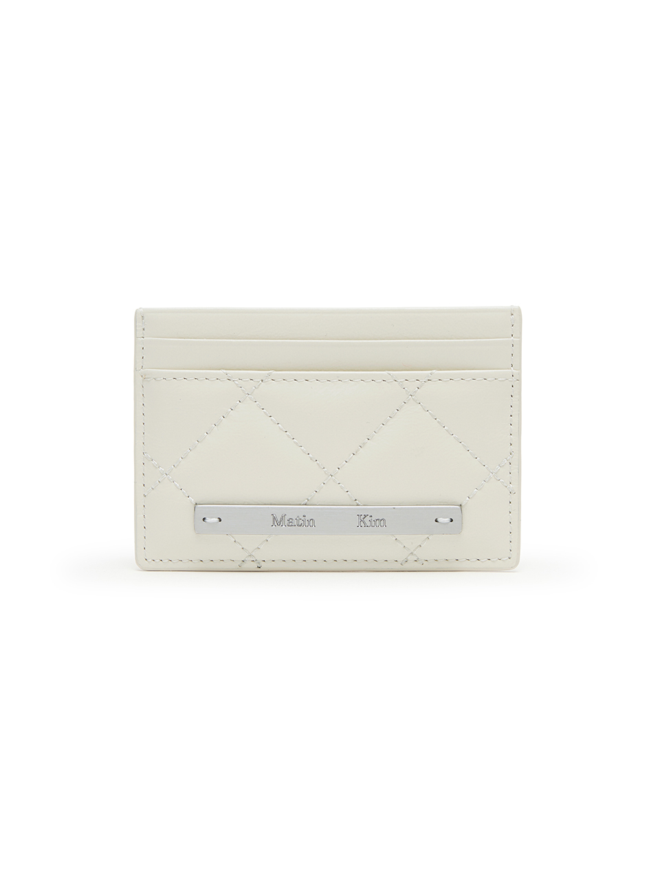 PUFF QUILT CARD WALLET IN IVORY