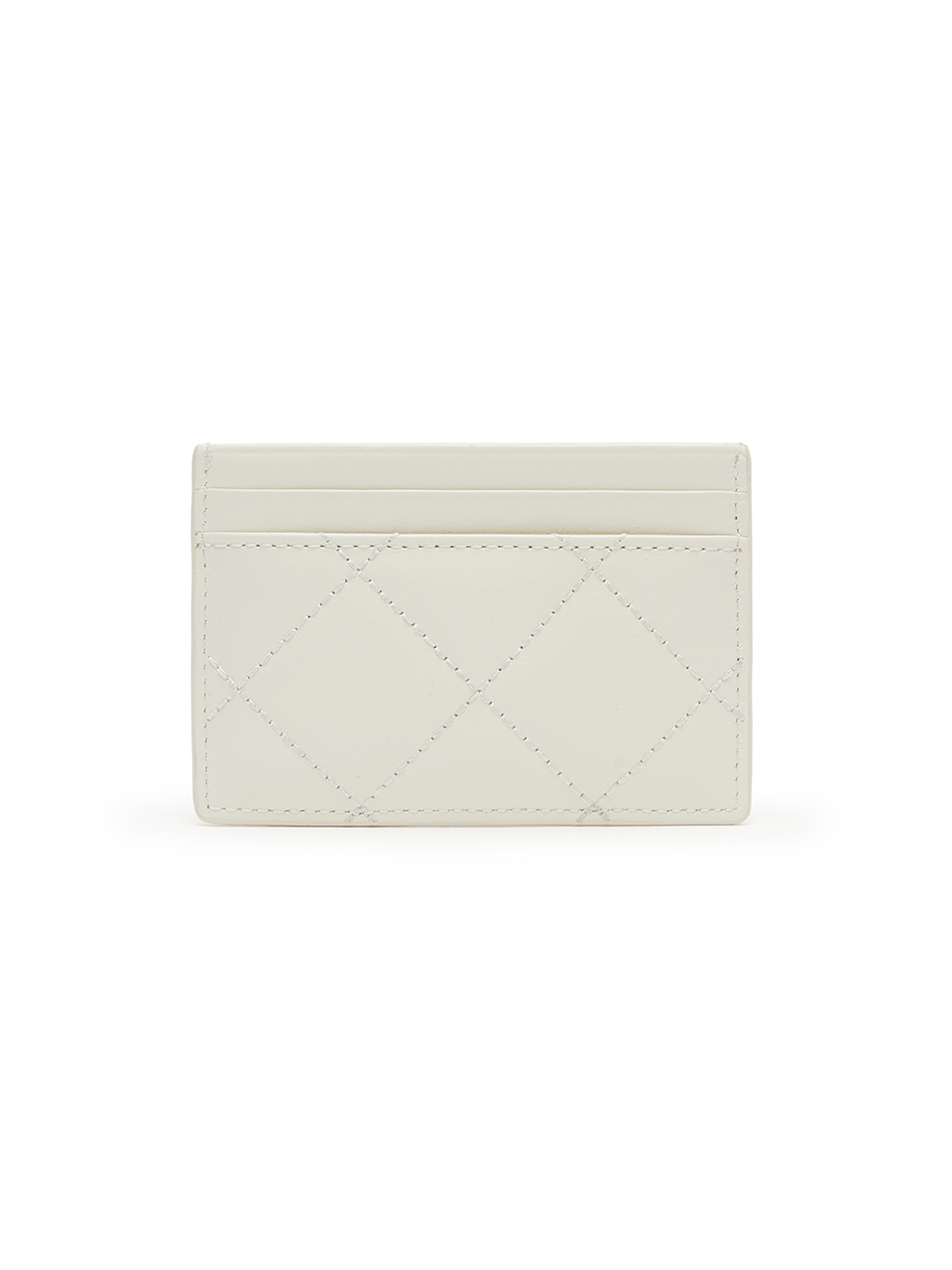 PUFF QUILT CARD WALLET IN IVORY