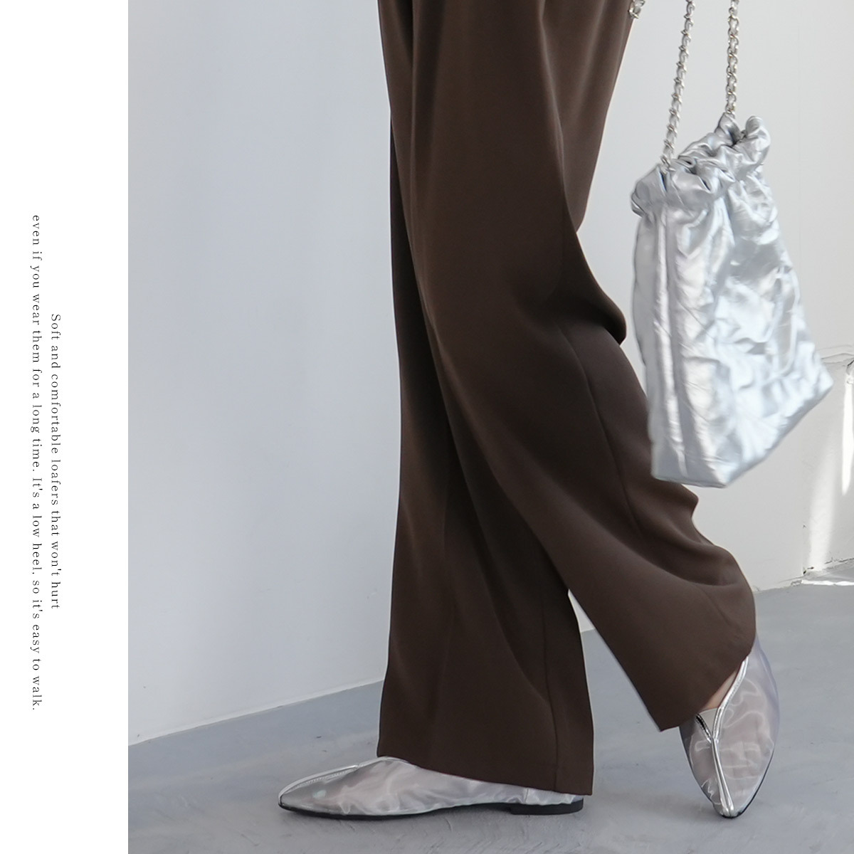 隱隱若現 尖頭V型剪裁薄紗網面平底鞋【SY027】