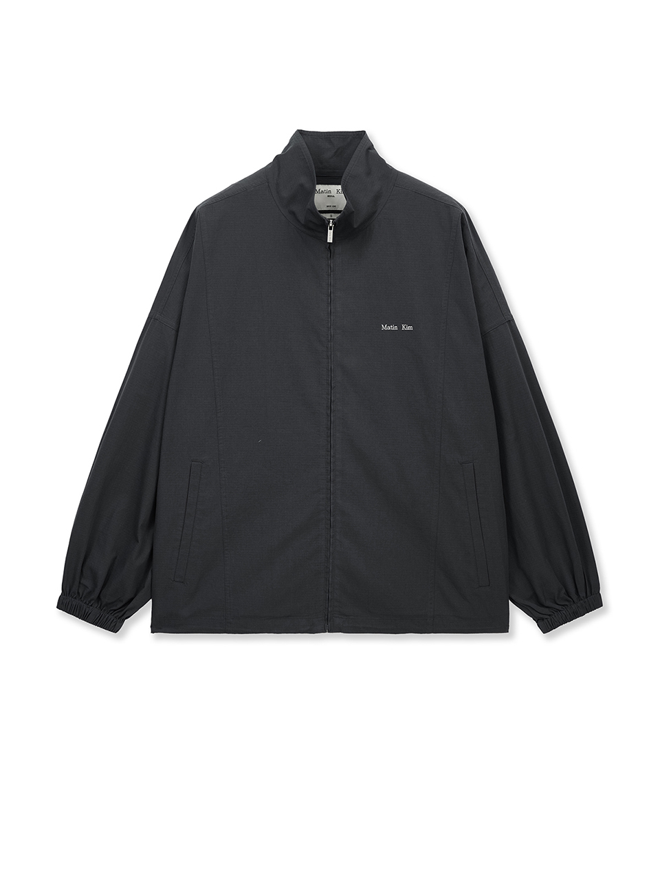 BACK LOGO HIGH NECK JUMPER IN CHARCOAL