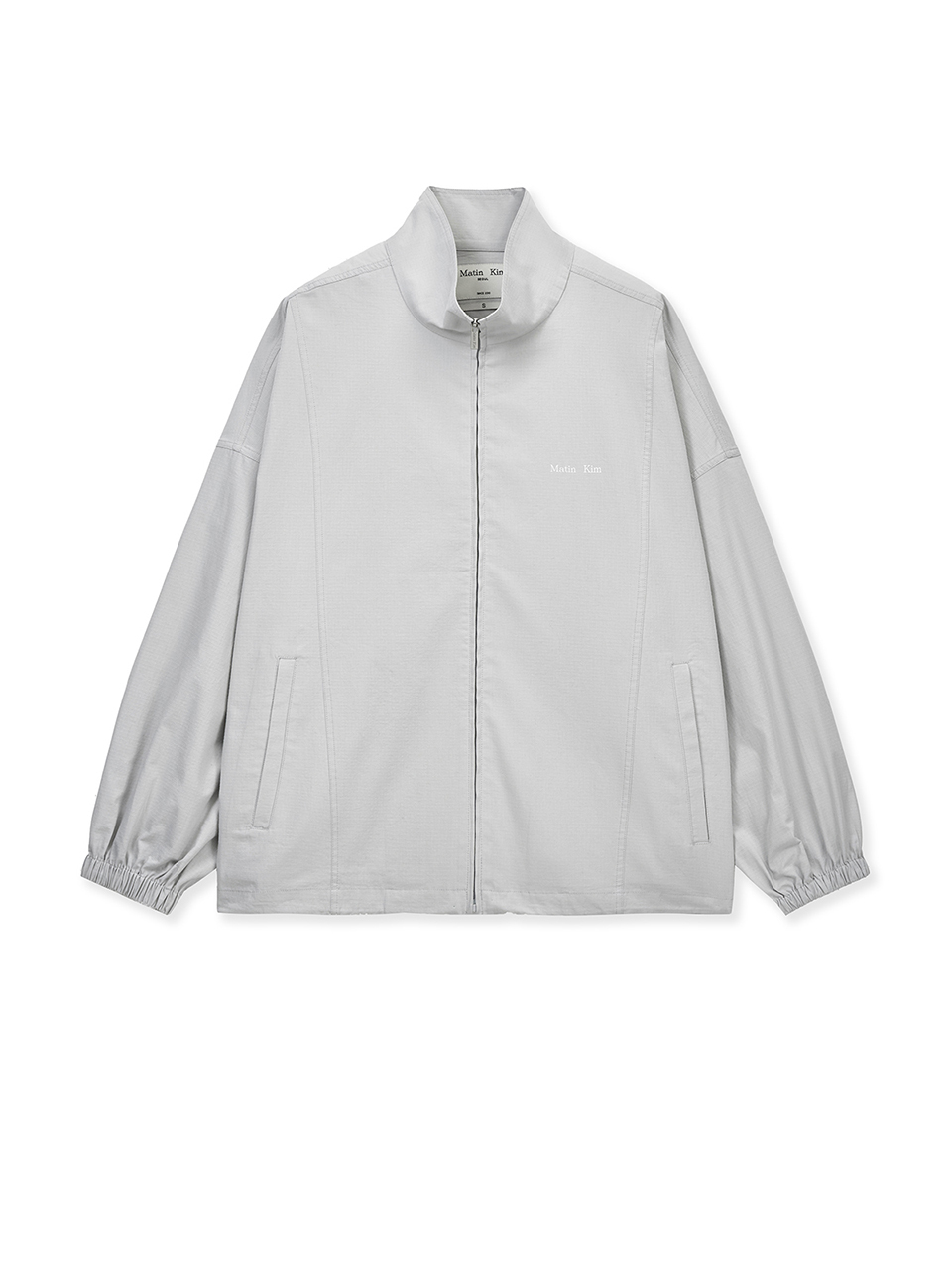 BACK LOGO HIGH NECK JUMPER IN LIGHT GREY