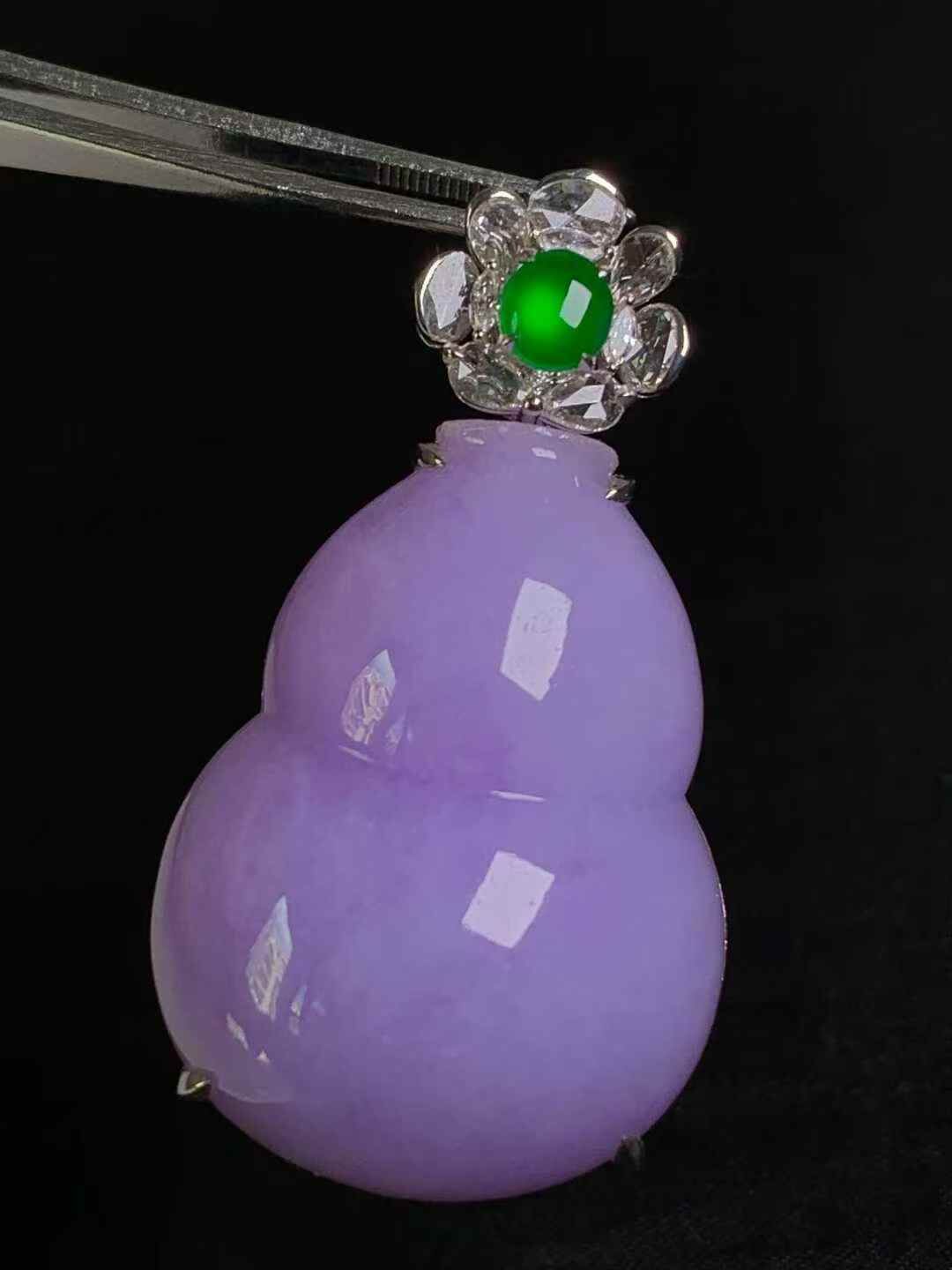翡翠紫羅蘭葫蘆吊墜,天然翡翠A玉, 緬甸玉, Jade, Jadeite