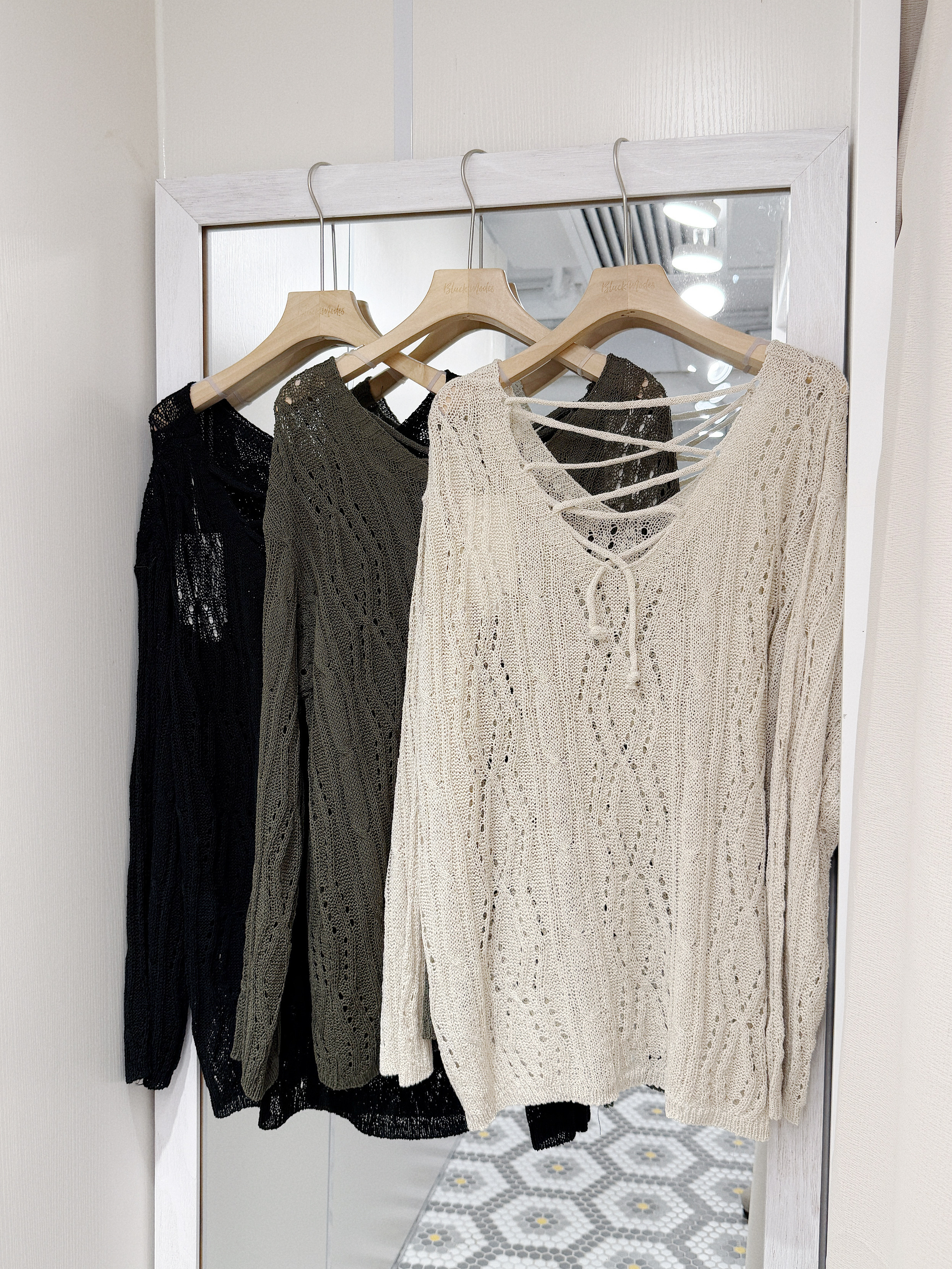 K0451｜Y2K型格綁繩洞洞針織⋆🖤𐙚₊˚⊹