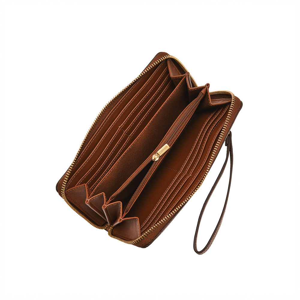 Logan 多層真皮拉鍊RFID防盜長夾-馬鞍紋編織 SL10099994