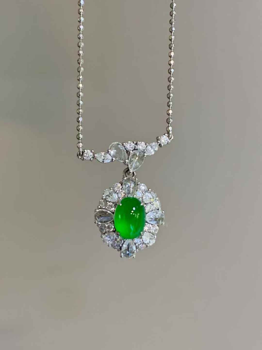 翡翠蛋面項鏈,天然翡翠A玉, 緬甸玉, Jade, Jadeite