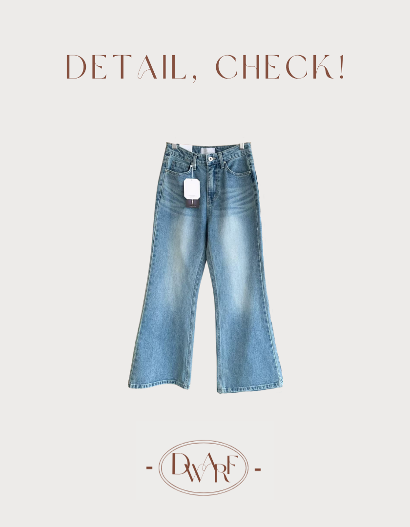 《KR》(長/短版) 微喇叭形牛仔藍長褲