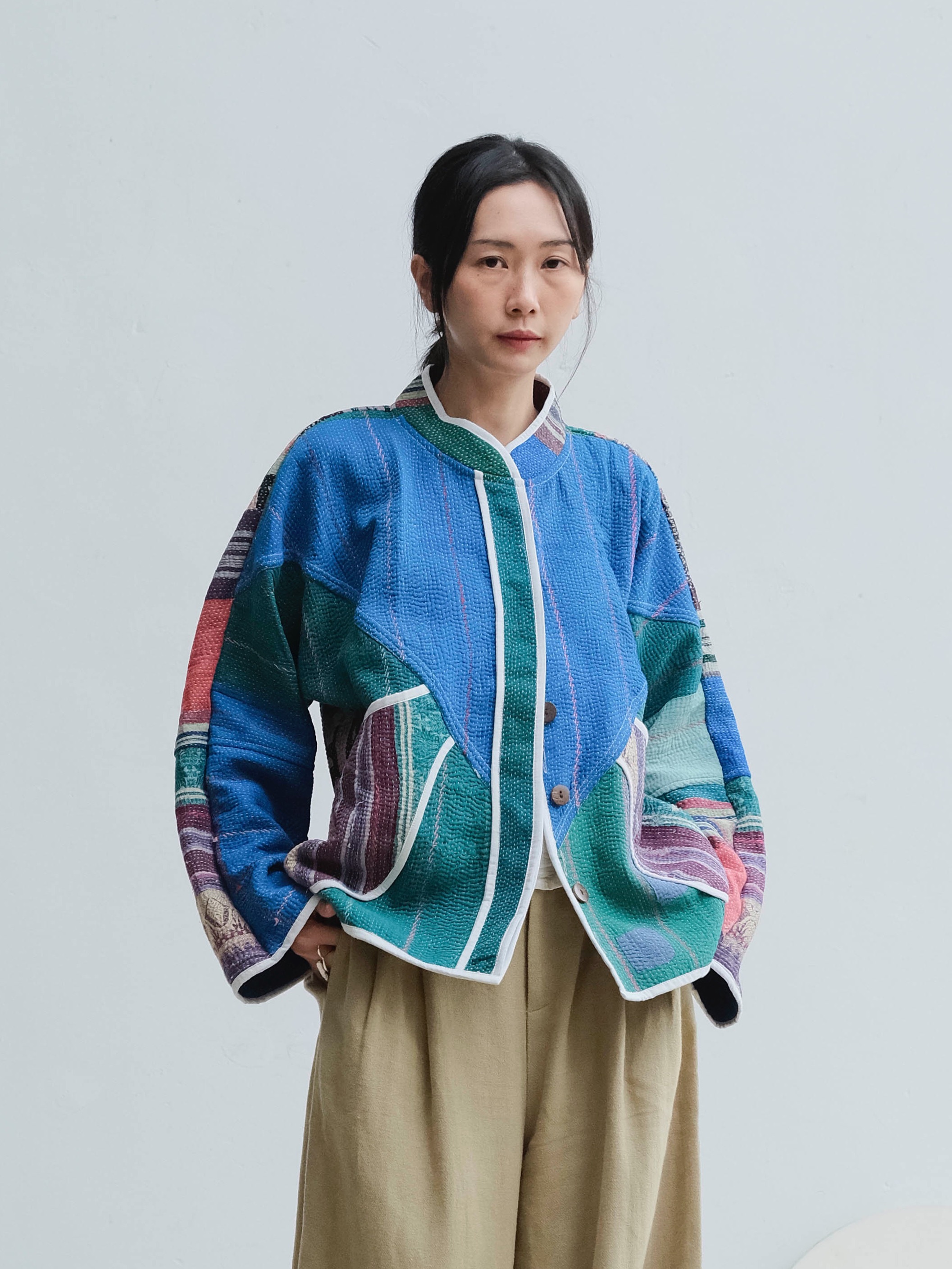 古董坎塔雙面立領短大衣 / 游泳池畔