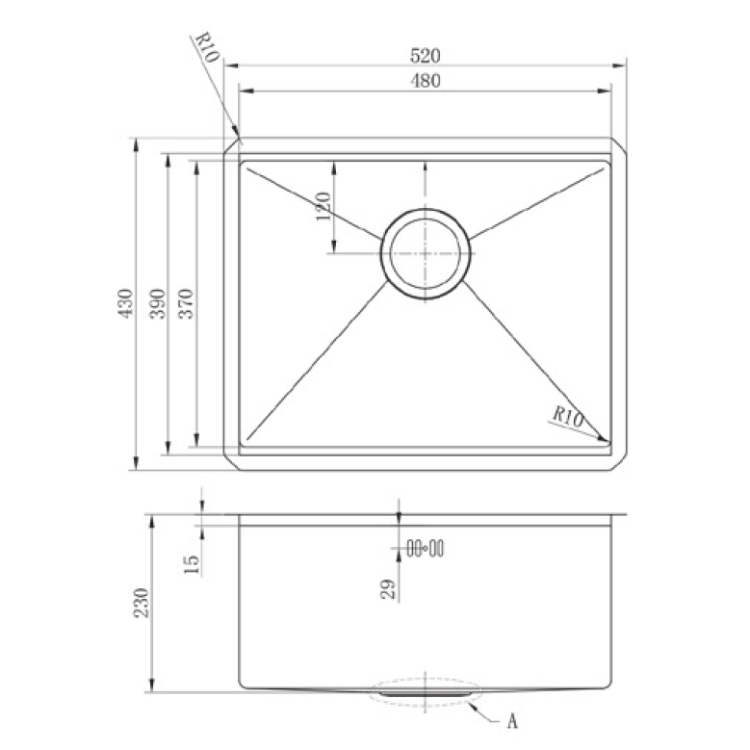 Vizio SS304 Stainless Steel Kitchen Sink (VZ200101BR)