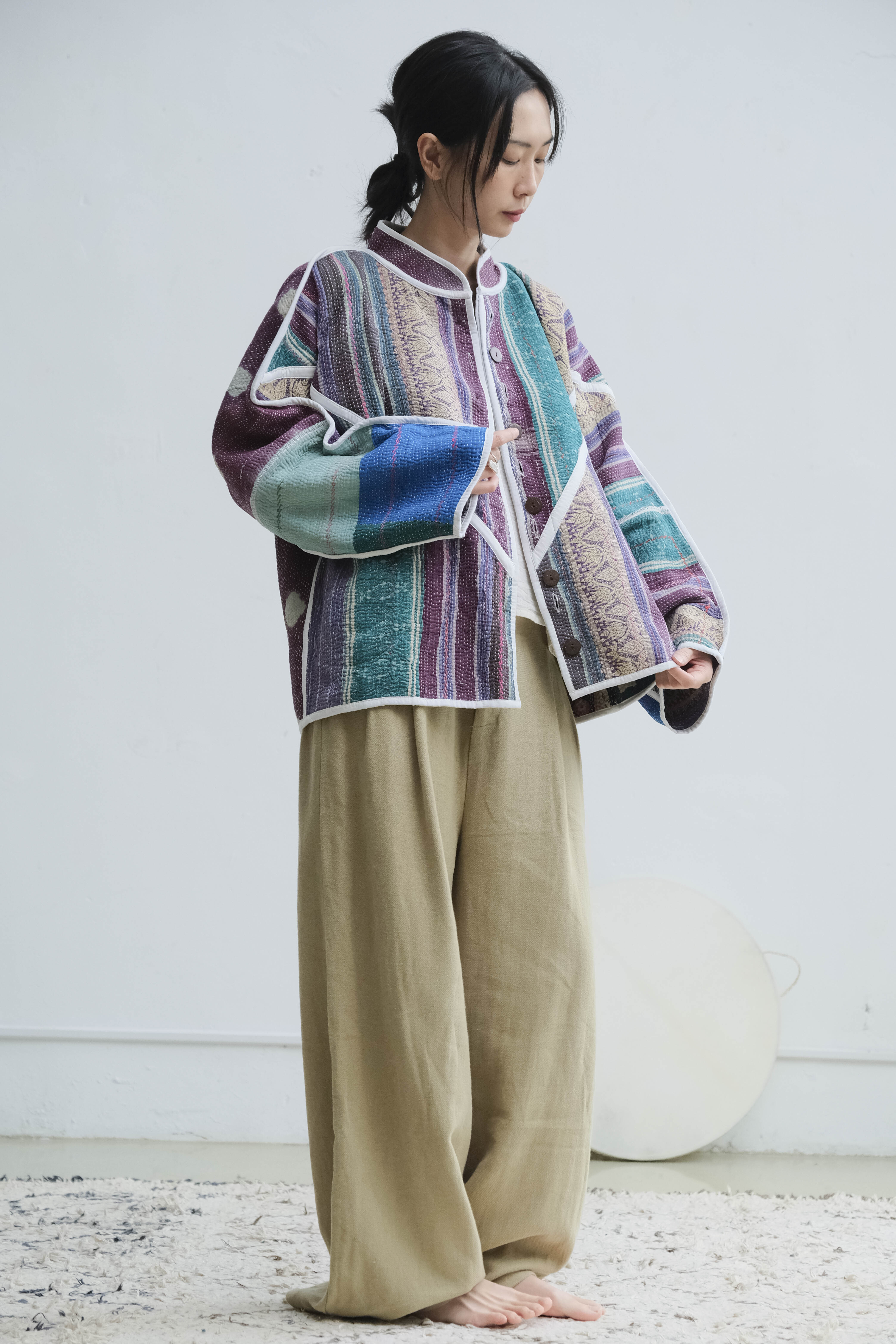 古董坎塔雙面立領短大衣 / 游泳池畔