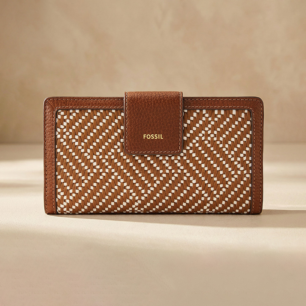 Logan 真皮拉鍊RFID中長夾-馬鞍紋編織 SL10100994