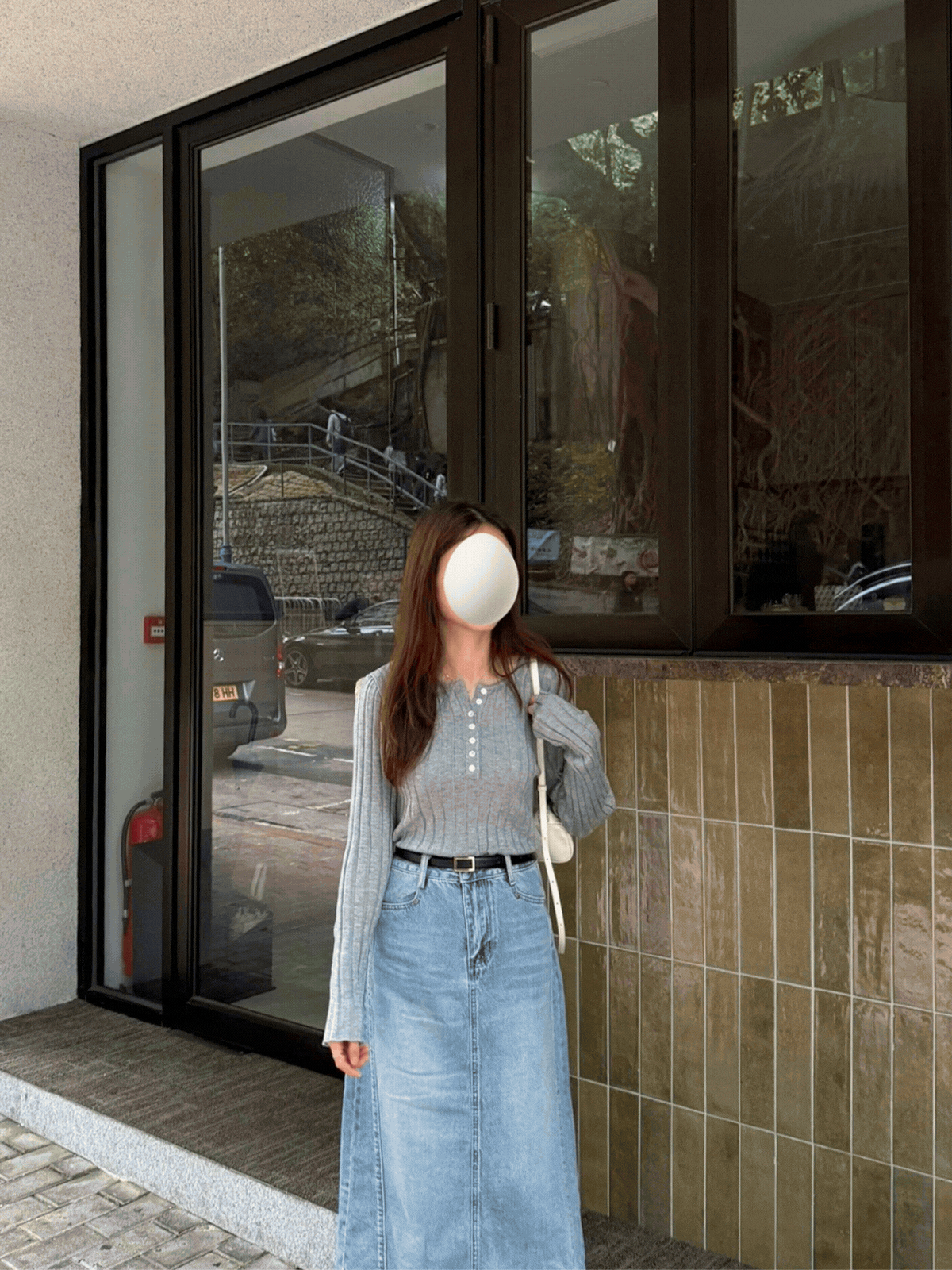 《KR》百搭半排鈕彈性長袖上衣