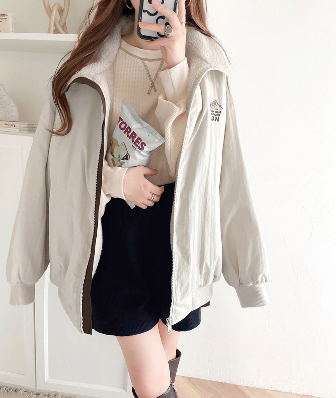 【預購】JN0305103 Java 經典羔羊毛立領工裝外套