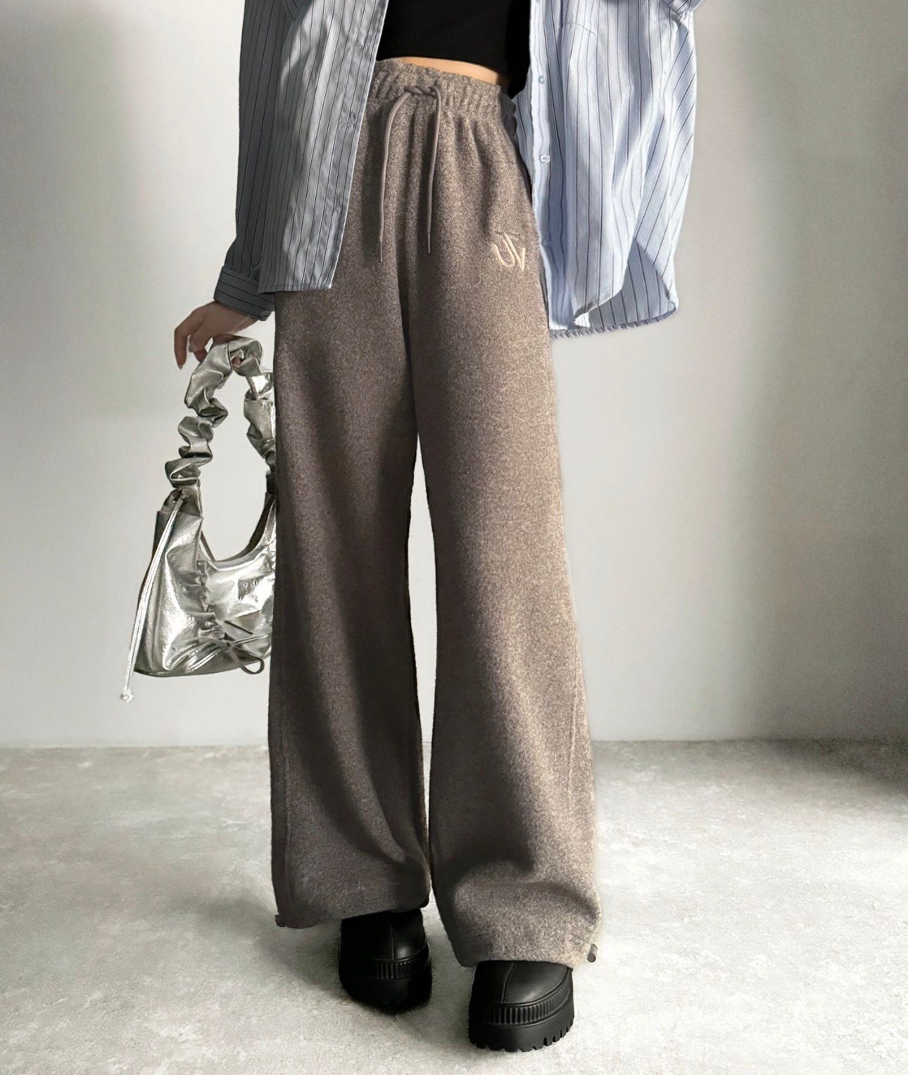 【預購】JN0305104 JaVa 厚磅混色刷毛寬褲