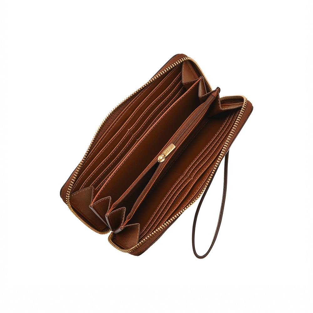 Lennox 真皮金扣手環帶長夾-異色拼接 SL10104186